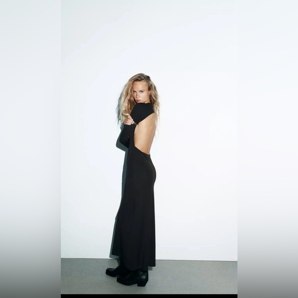 🔥🔥zara brown open back  Long Sleeve Dress - Picture 3 of 7